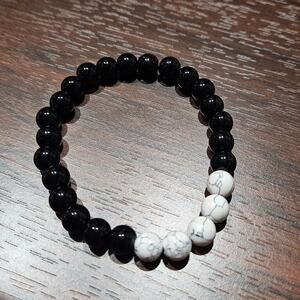 Unisex Black Onyx & White Howlite Stone Bead Distance Bracelet ~ Macy's
